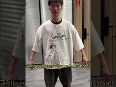 Custom silk screen print 100% cotton cut raw hem cropped boxy fit t shirt