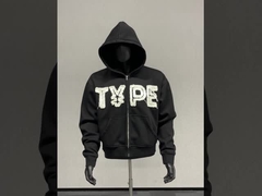 Schmerzliche Stickereien, Patchwork, Applique, Boxfit, Zip-Up-Hoodie.