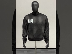 Zusammengestelltes Säurewaschen Sonne verblasste Strass Crew-Hals Sweatshirt