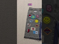 Individuelle Stickerei Patches Logo Baggy Jorts Streetwear Hochwertige Rohsaum Vintage Denim Jeans Shorts