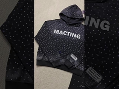 Custom Applique Stickerei Distressed Strass Reißverschluss Hoodie Säure Waschen Vintage gewaschen Fleece Stree