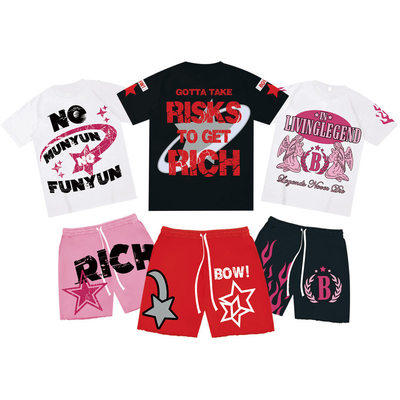 kaufen Casual Daily Life 2 Stück Set Herren Vintage Waschen Säure Waschen Schweiß Shorts und T-Shirts online manufacture
