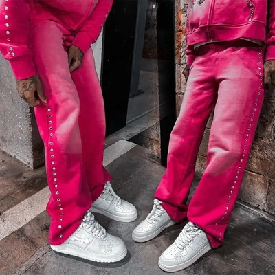 kaufen Personalisierte Logo-Unterstützung Gerade Beine Männer übergroße Baumwollsäure gewaschenen Sweatpants online manufacture