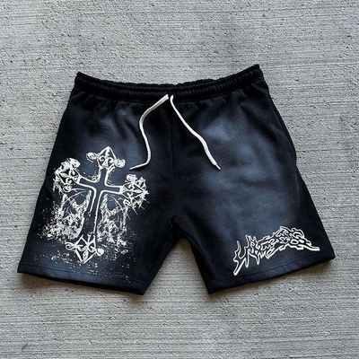kaufen Gewirkte, benutzerdefinierte Grafikdrucke Vintage-Säurewaschshorts für Männer in Baumwolle Französisch Terry online manufacture