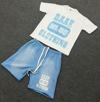 kaufen Erwachsene 2 Stück T-Shirt und Shorts Set Custom 100% Baumwolle Sommer Trainer Anzug Schweißanzug online manufacture