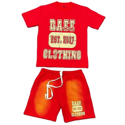 kaufen Sommer-Tracksuit Schweißanzug Unisex-T-Shirt und Shorts für Männer mit Säurewasch online manufacture