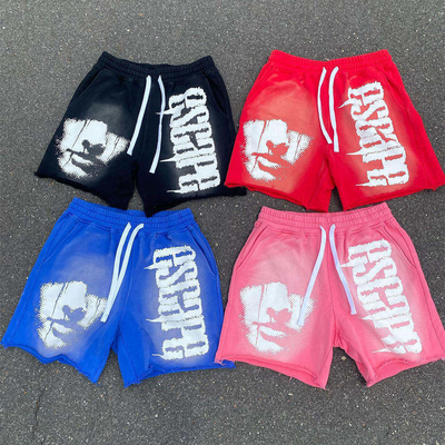 kaufen Vintage Grafik Französisch Terry Shorts mit Ziehseile Schließung und Distressed Acid Wash online manufacture