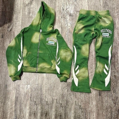 kaufen Streitplatten Stickerei Flared Sweatpants und Hoodie Set 400 Gramm Stoffgewicht online manufacture