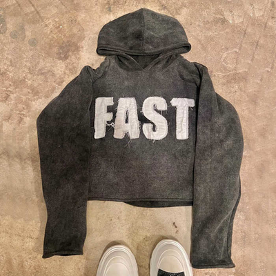 kaufen Straßenkleidung für Männer mit Broderierung Sonne verblasste Schneide Säure Waschen Hoodies mit rohem Hem online manufacture