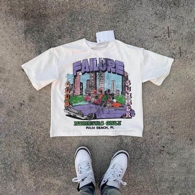 kaufen Boxy Graphic 300 gsm 100% Baumwolle T-Shirt Farbenfrohe kundenspezifische Seidenwand DTG Puff Print T-Shirt online manufacture
