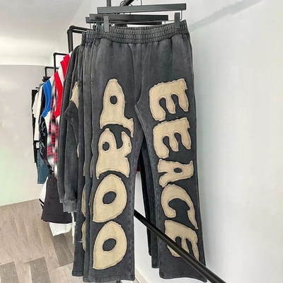 kaufen Schwergewichts-Baumwoll-Streifen-Stickerei-Pflaster-Sweatpants online manufacture