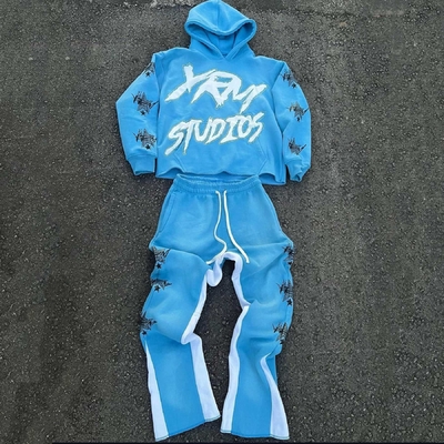 kaufen Anpassungsgröße Y2K Cut Raw Hem Hoodie und Sweatpants Set für Streetwear für Männer in Baumwolle online manufacture