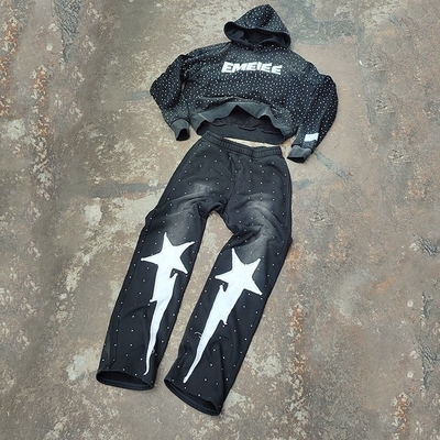 kaufen Custom Acid Wash 2 Stück Jogger-Tracksuit Jogging-Anzüge für Männer DTG Druck gestapeltes Design online manufacture