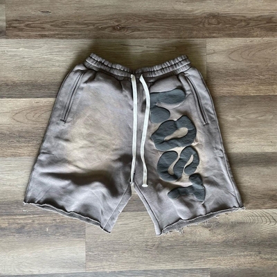 kaufen Säurewaschen Sonne verblasste übergroße Shorts Custom Logo Puff Print Männer Französisch Terry Jogger online manufacture