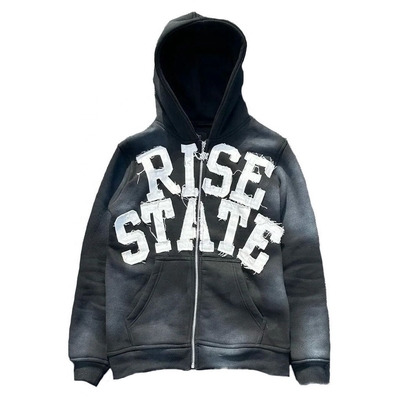 kaufen Patch Stickerei Vintage Sonne verblasste Französisch Terry Distressed Hoodie mit Puff Druck online manufacture