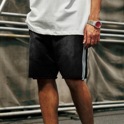 kaufen Leichte Waschung 2024 Sommer Side Strip Französisch Terry Baumwolle Running Vintage Weaving Shorts online manufacture