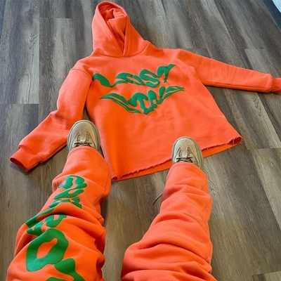 kaufen Cricket-Baumwoll-Strecksack kundenspezifisch Herren Hoodie Set Puff-Druck gestapelt Flared Hosen online manufacture