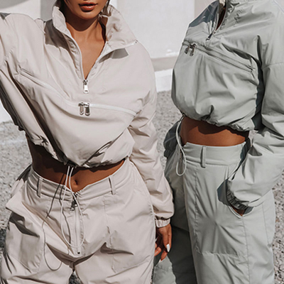 kaufen Damen-Halb-Zip-Pullover-Tracksuit mit individuellen Etiketten und Windbreaker-Jacke online manufacture