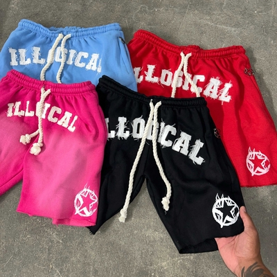 kaufen Straßenkleidung für Männer Dicke Ziehseile Vintage Applique Schweiß Kurzschnitt Kante Säure Waschen online manufacture