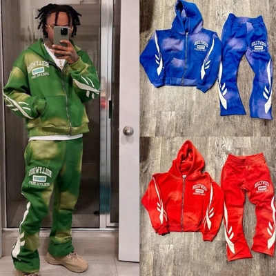 kaufen Geschlechterneutraler Acid Wash-Zipper-Tracksuit für Männer 2 Stück Set mit Kapuzen- und Sweatpants online manufacture