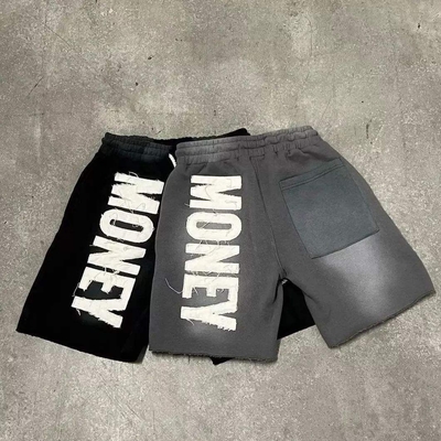 kaufen Vintage Distressed Acid Wash Shorts 100% Baumwolle Rohrand Ziehseile Schließung Streetwear online manufacture