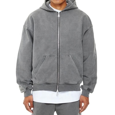 kaufen Atemberaubend Custom Logo 100% Baumwolle Hoodie für Männer Französisch Terry Reißverschluss Up Oversized online manufacture