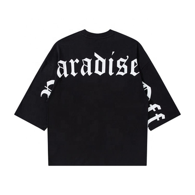 kaufen Custom T-Shirt übergroße Drei Viertel Boxy Fit Drop Schulter mit gotischem Buchstabendruck online manufacture