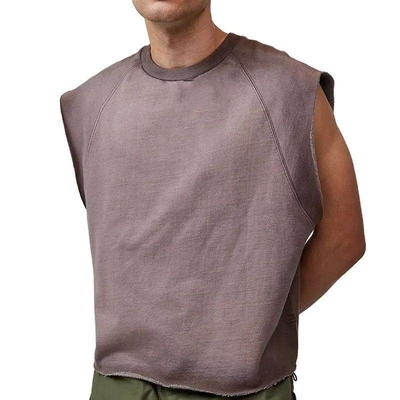kaufen Unisex Schwergewicht 100% Baumwolle mit Rippen Hals Roh Hemm Kürze Boxy Fit Ärmellose T-Shirts online manufacture