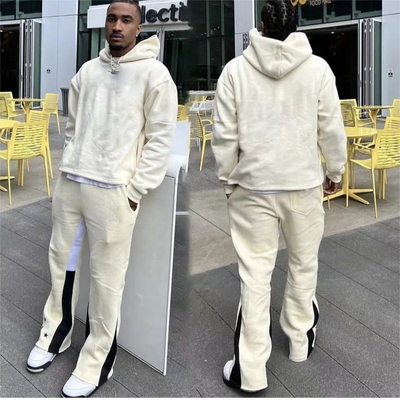 kaufen Custom Logo Schnitt-Sweatpants und Hoodie Anzug Plus-Size Säure Waschen Flared Sweatpants online manufacture