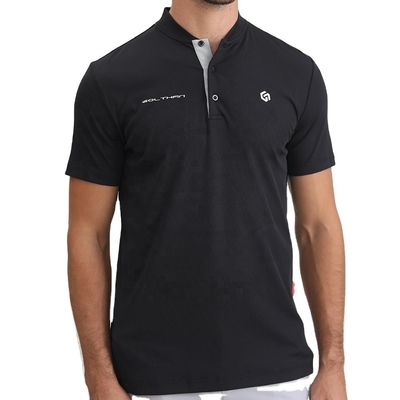 kaufen 2024 Design Mandarin Kragen Stickgummi Silikon Logo Slim Fit Golf Polo T-Shirts online manufacture