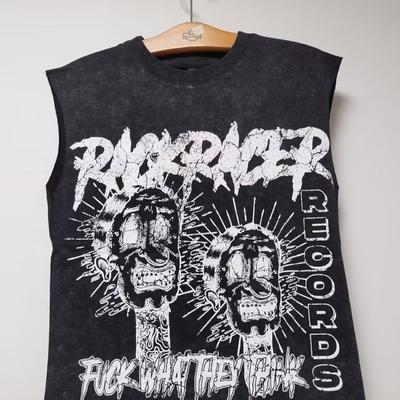 kaufen Terry Stoff Custom Hip Hop Übergroße Schnitt Roh Hem Crop Tank Tops Baumwolle T-Shirt für Männer online manufacture