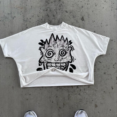 kaufen 300 gsm Übergrößeres Schwergewicht 100% Baumwolle T-Shirt mit Custom Print Box Fit Crop Tee online manufacture