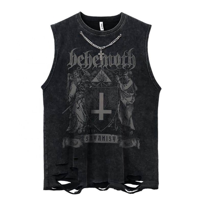 kaufen Custom Logo Straßenbekleidung Schnitt Roh Hem Tank Tops für Casual tägliches Leben Vintage Säure Waschen online manufacture