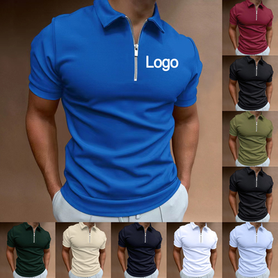 kaufen Individuelle Etiketten Herren Polo Shirt Atmung Polyester Spandex Reißverschluss Kurzärme Tops online manufacture