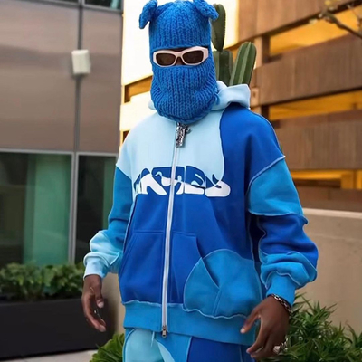 kaufen Farbblock Kontrast Umkehrstich Pullover Sweatpants und Hoodie Set nachhaltig online manufacture