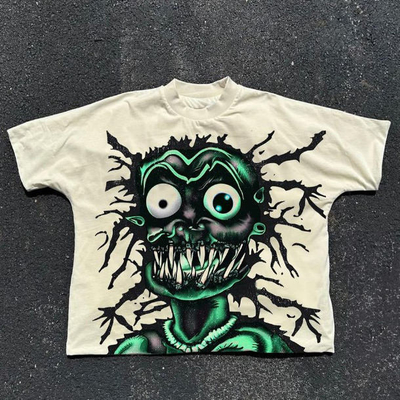 kaufen Gewirkte Baumwoll-T-Shirt für Männer mit Distressed DTG-Druck und Boxed Crop Design online manufacture