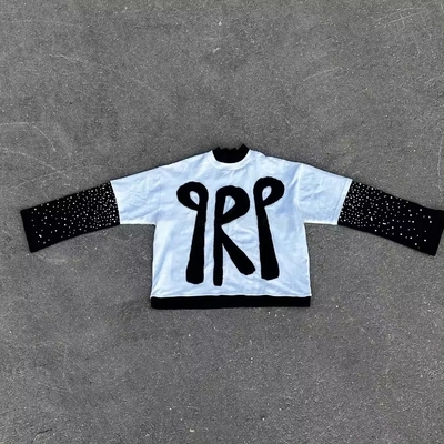 kaufen Unterstützung für maßgeschneiderte Logo Stickerei Applique Patch Boxy Cropped Graphic T-Shirt für Männer online manufacture