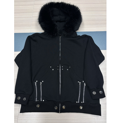 kaufen Custom Winter Fleece 100% Baumwolle Dicke Blank Falsches Pelz Reißverschluss Hoodie mit Pelzkapuze online manufacture