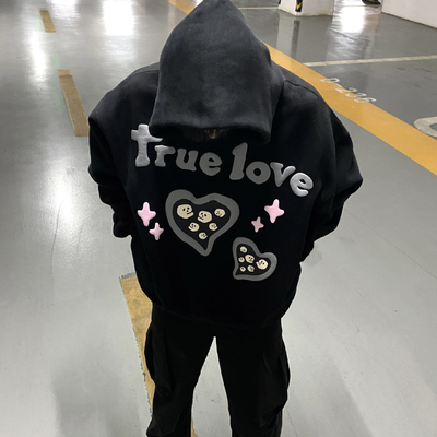 kaufen Winter High Street 3D Puff-Druck Hoodies schwarz für Streetwear Farbig online manufacture