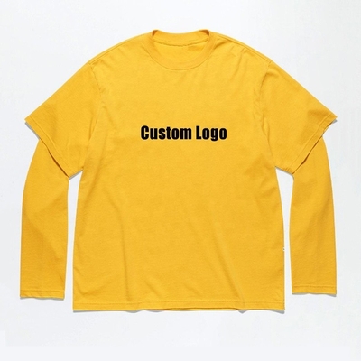 kaufen Graphische Druckerei Säure Stein Wasch Vintage Doppelschicht Langärme T-Shirt für Männer online manufacture