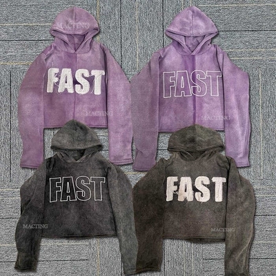 kaufen Unisex Vintage Hoodie mit Stickplatte Distressed Applique in Baumwolle Französisch Terry online manufacture