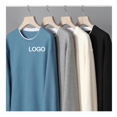 kaufen 6xl 5xl 3xl Crew-Neck-Sweatshirt übergroßes Casual-Style Waffel-Trickett für Männer Thermal-Fleece-T-Shirt online manufacture