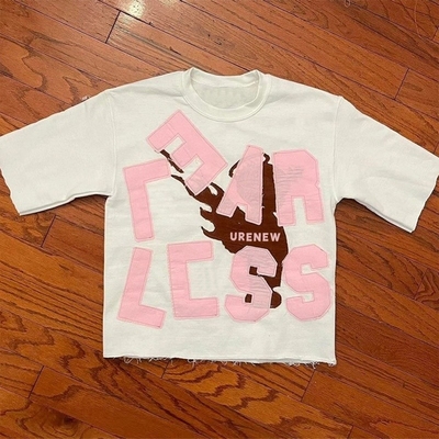 kaufen Übergroßes T-Shirt für Männer T-Shirt mit Streit-Brädern-Patch Hip Hop-Stil Säure gewaschen online manufacture