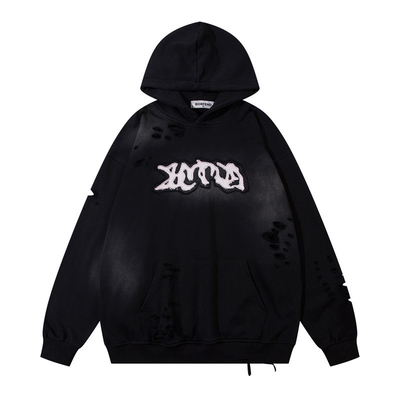kaufen Vintage Stone Sand Waschen zerrissen Hoodie amerikanische Straßenbekleidung Schwergewichts Säure Waschen online manufacture
