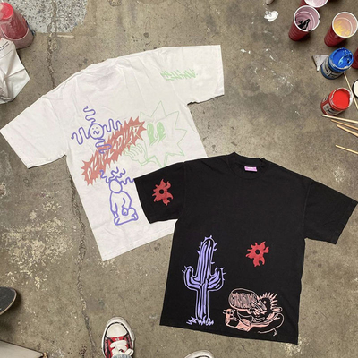 kaufen 100% Baumwolle Schwerweiß Massiv-T-Shirt für Männer mit O-Hals und 3D Puff Print online manufacture