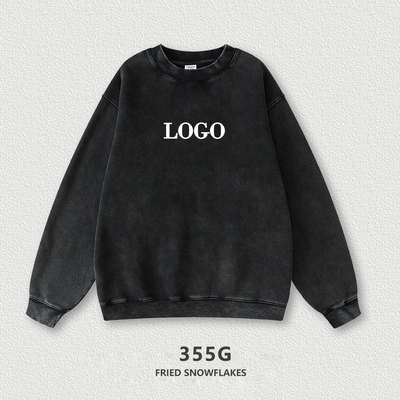 kaufen Übergroße Crew Neck Sweatshirt Frauen Unisex einfache Stickerei Druck Säure Waschen Leer 100% Baumwolle online manufacture