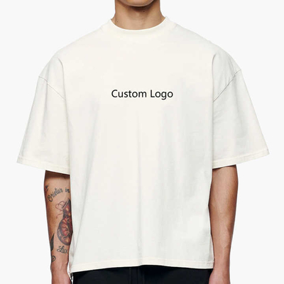 kaufen Übergroße Crop Top für Männer Baumwolle Schwergewicht Drop Shoulder Box Fit Weiß T-Shirt online manufacture