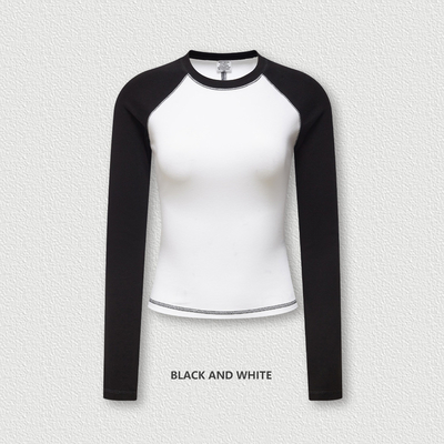 kaufen 5xl 4xl 3xl 100 Baumwolle Langärmel T-Shirts O-Neck Kragen Frauen Y2k Vintage Kontrast Raglan Weiß online manufacture