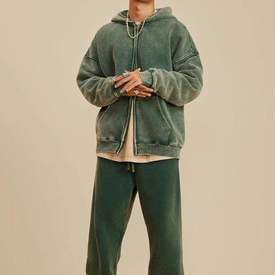 kaufen Custom Y2K Streetwear Vintage Doppelverschluss Hoodies mit gedrucktem Muster Full Zip Up online manufacture
