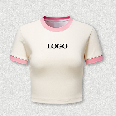 kaufen Custom Y2k Grafik gedruckte Streetwear Pink Baby Tee Ringer Crop Top T-Shirt für Frauen online manufacture